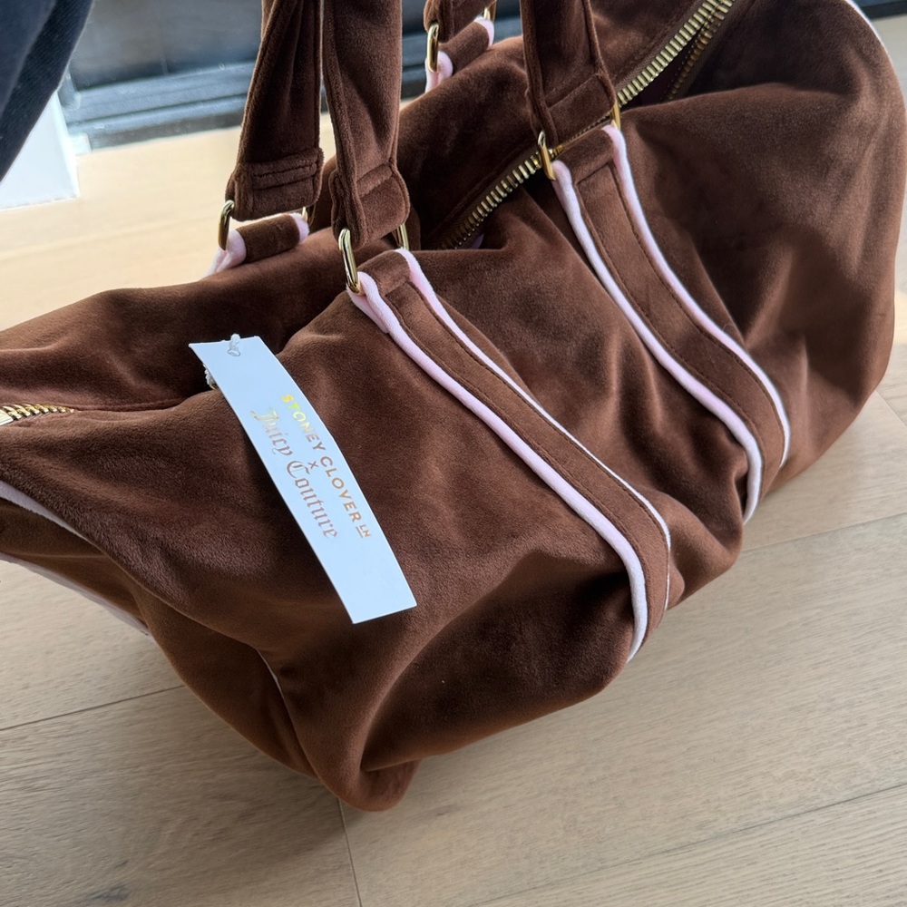 Stoney Clover Lane SCL x Juicy couture collab duffel bag velour brown BNWT $308
